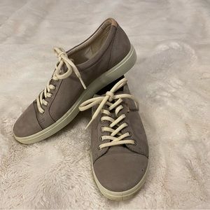 Women’s tan suede “Soft 7” Ecco sneaker, size 40 (9ish)